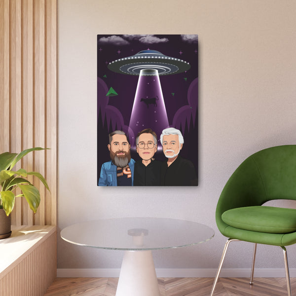 Bob Lazar & Friends Jeremy Corbell & George Knapp Character Large Wall Art