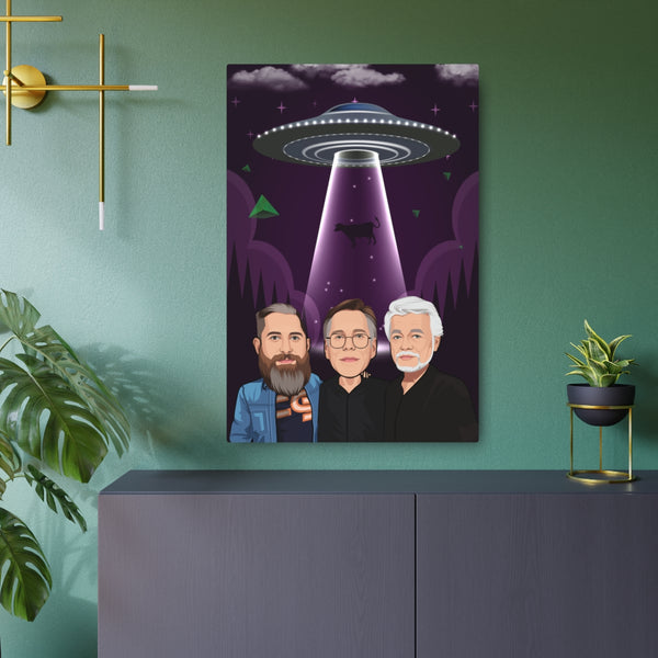 Bob Lazar & Friends Jeremy Corbell & George Knapp Character Large Wall Art