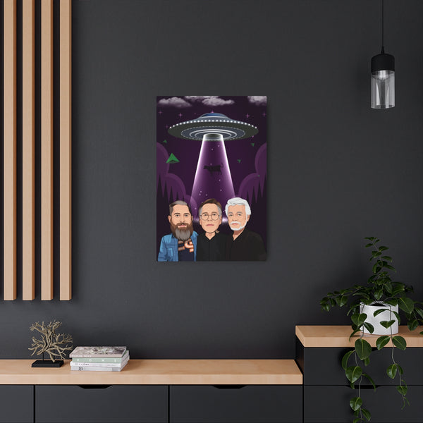 Bob Lazar & Friends Jeremy Corbell & George Knapp Character Large Wall Art