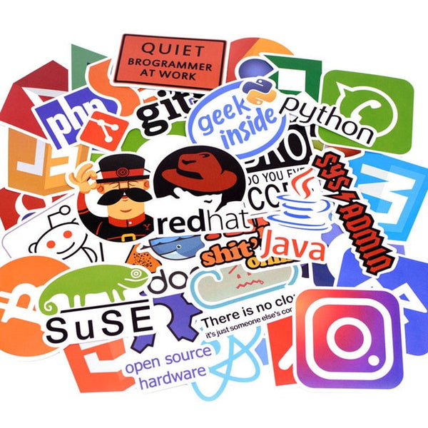 50pcs programming sticker technology software programs... 50Pc Programming Stickers Pack – printed.io