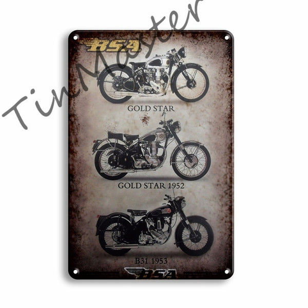 Vintage Gas Station and Motorcycle Sign Tins